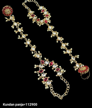 Traditional Gold Plated Kundan Hathpanja Set