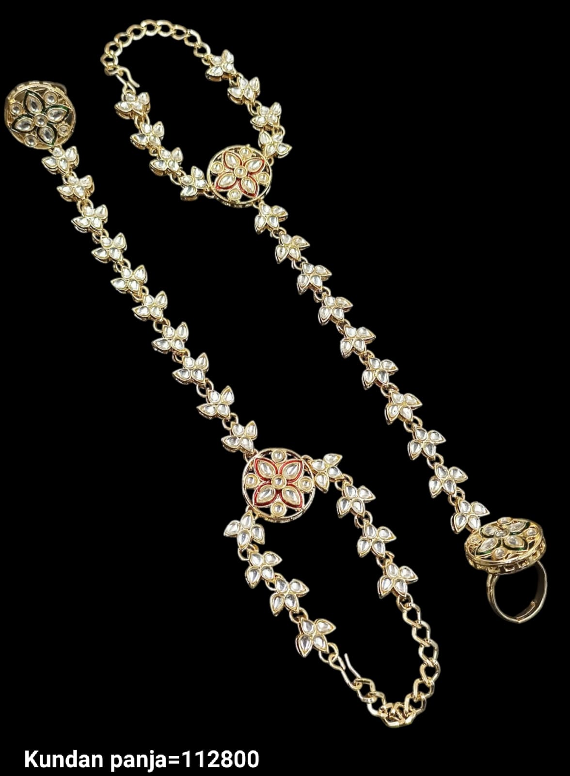 Traditional Gold Plated Kundan Hathpanja Set