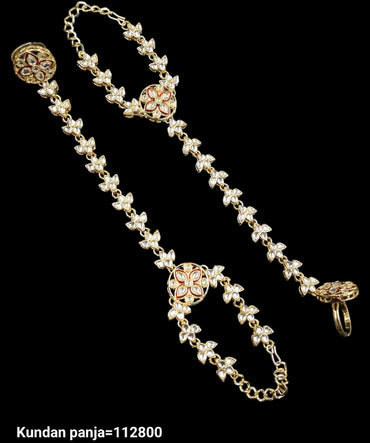 Traditional Gold Plated Kundan Hathpanja Set