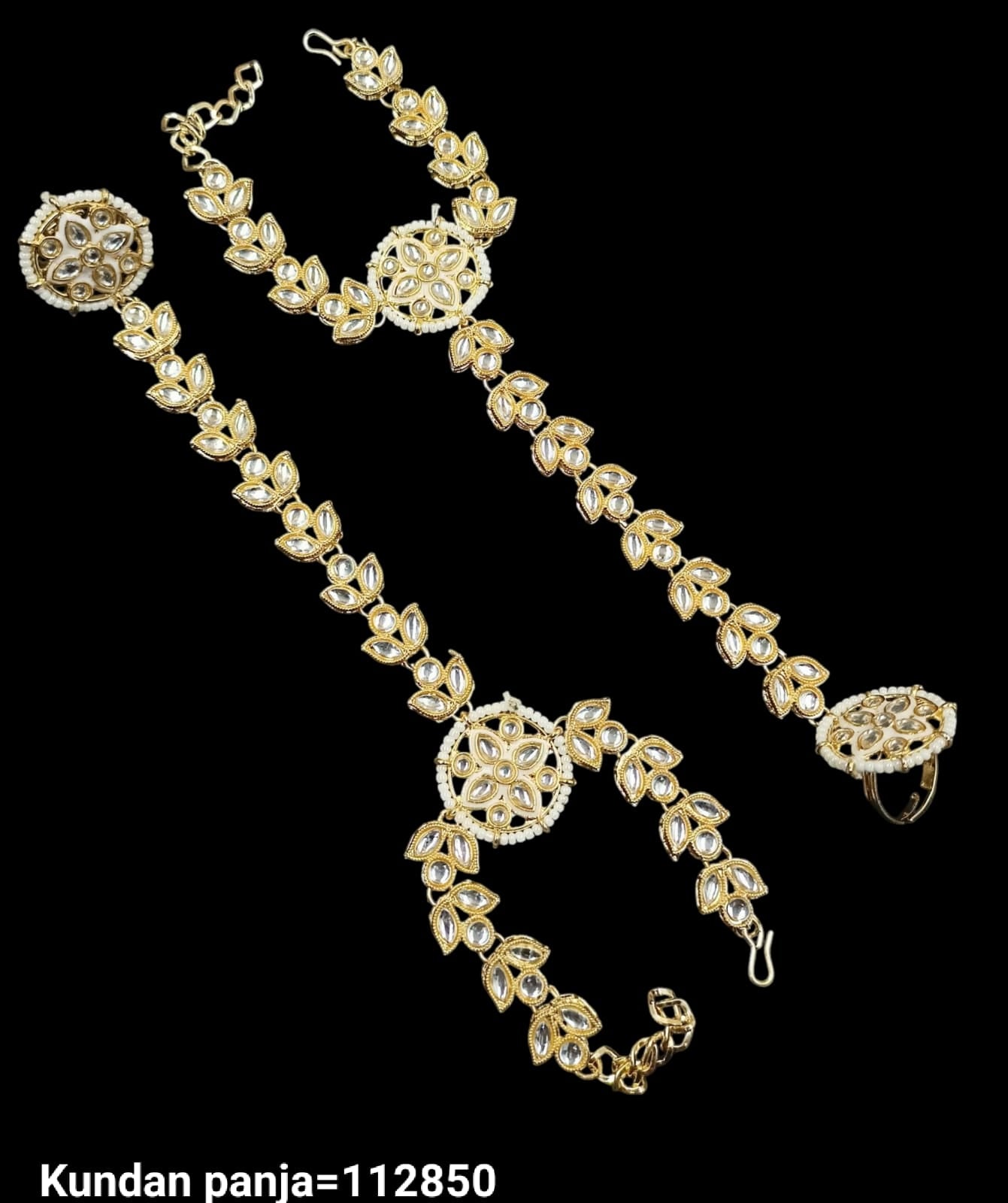Traditional Gold Plated Kundan Hathpanja Set