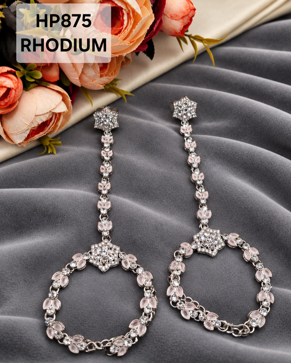 Floral Hand Harness Bracelet with Attached Finger Ring