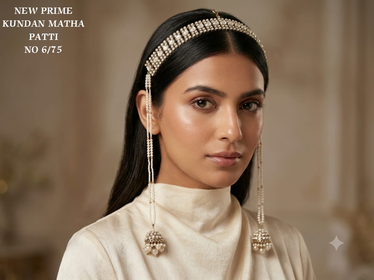 Imperial Pearl & Kundan Sheeshpatti Hair Band Set