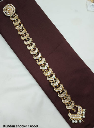 Traditional Kundan Choti with Pearl & CZ Stone Detailing