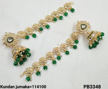 Floral CZ Jhumka Earrings with Handcrafted Beaded Chain – LucenteMarket