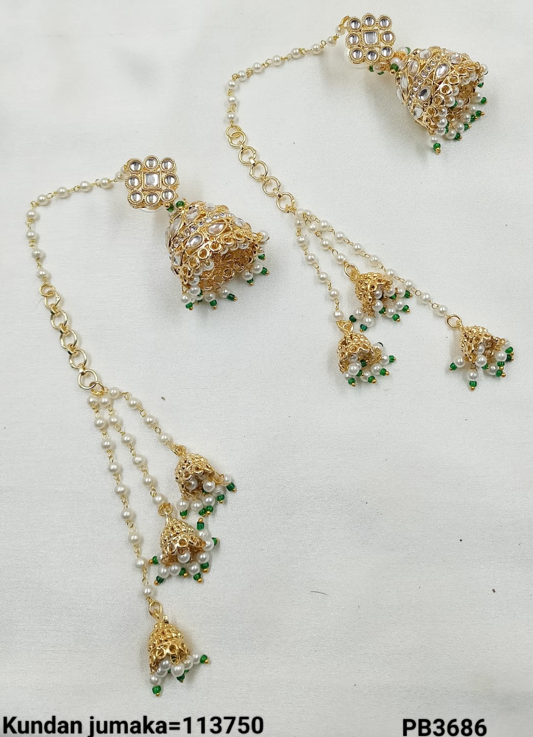 Traditional Kundan Earring With Ear Chain Earring