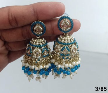 Royal Dome Jhumka Earrings with Kundan and Pearl Finish