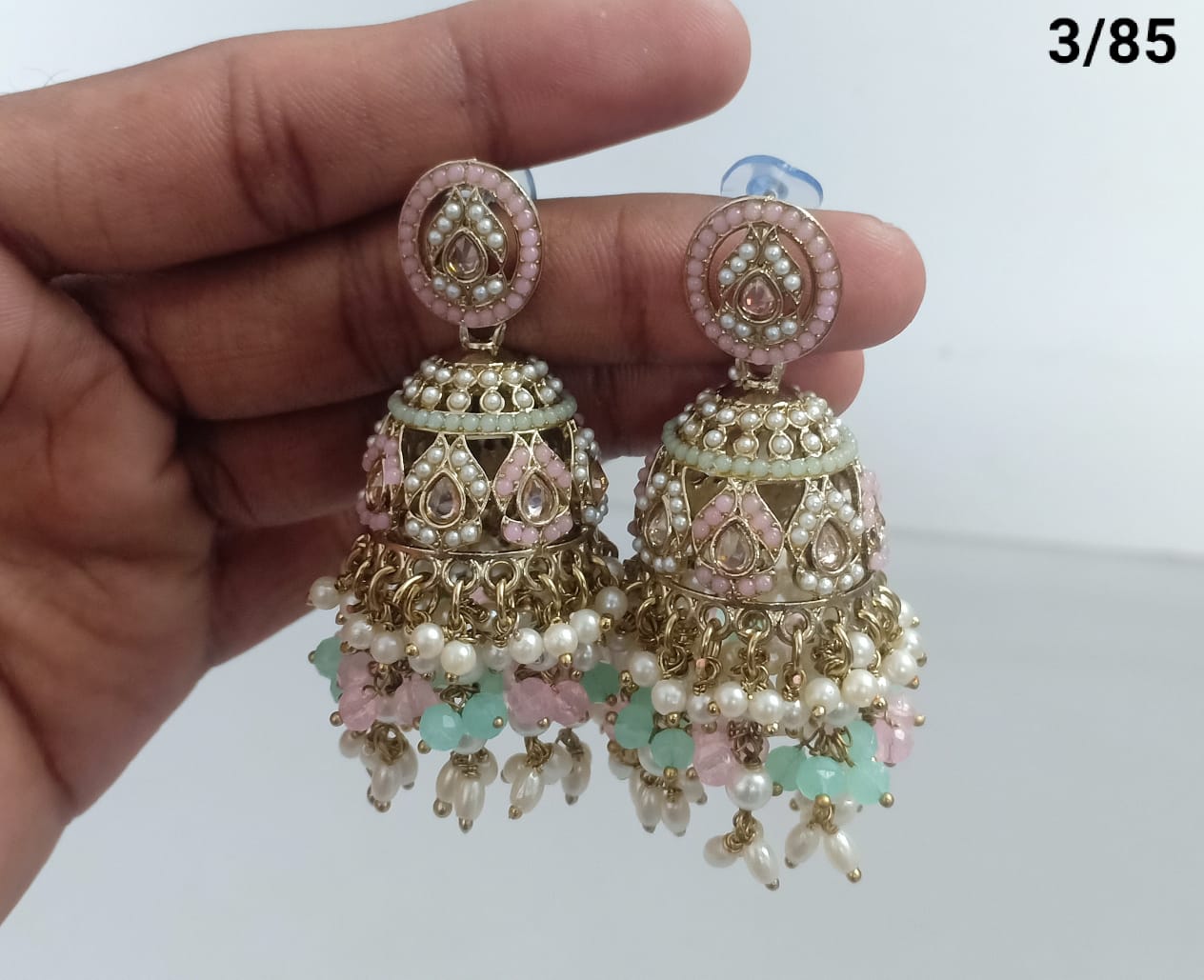Royal Dome Jhumka Earrings with Kundan and Pearl Finish