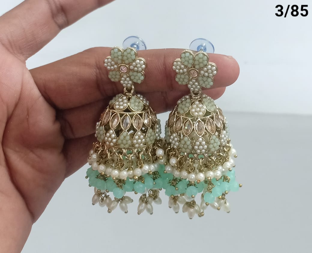 Traditional Jhumka Earrings with Kundan & Pearl Detailing – LucentEmarket