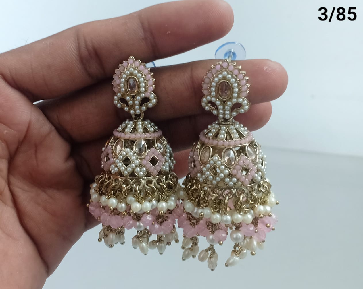 Ethnic Handcrafted Jhumka Earrings with Intricate Stone & Pearl Work – LucentEmarket