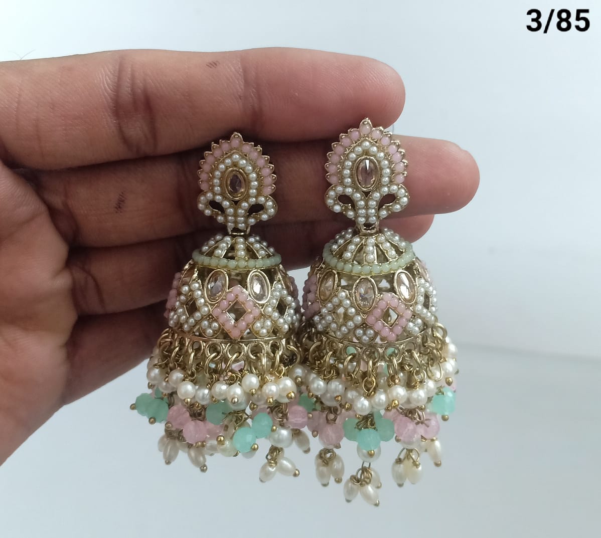 Ethnic Handcrafted Jhumka Earrings with Intricate Stone & Pearl Work – LucentEmarket