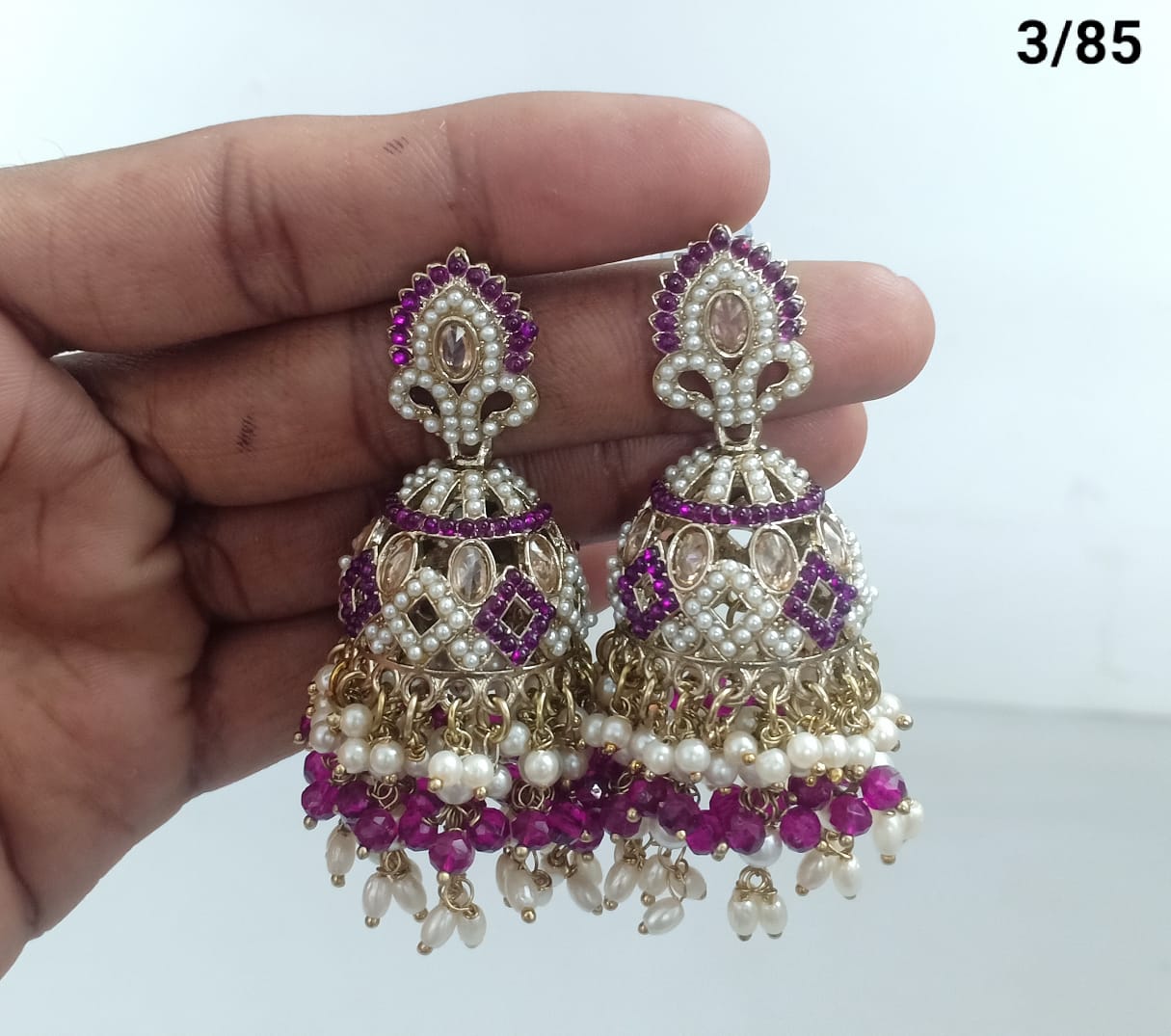 Ethnic Handcrafted Jhumka Earrings with Intricate Stone & Pearl Work – LucentEmarket