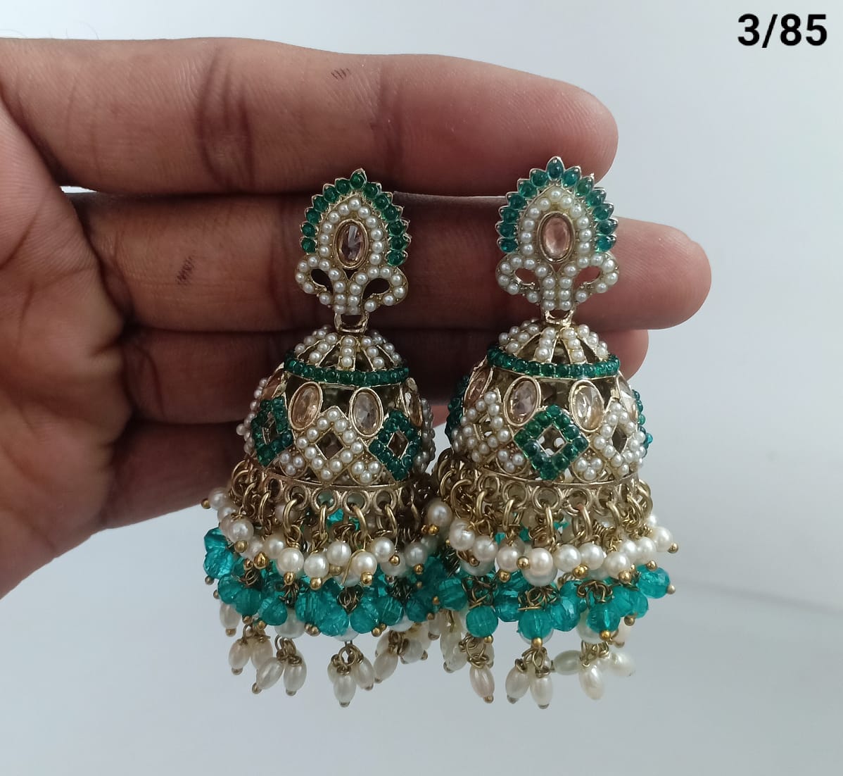 Ethnic Handcrafted Jhumka Earrings with Intricate Stone & Pearl Work – LucentEmarket