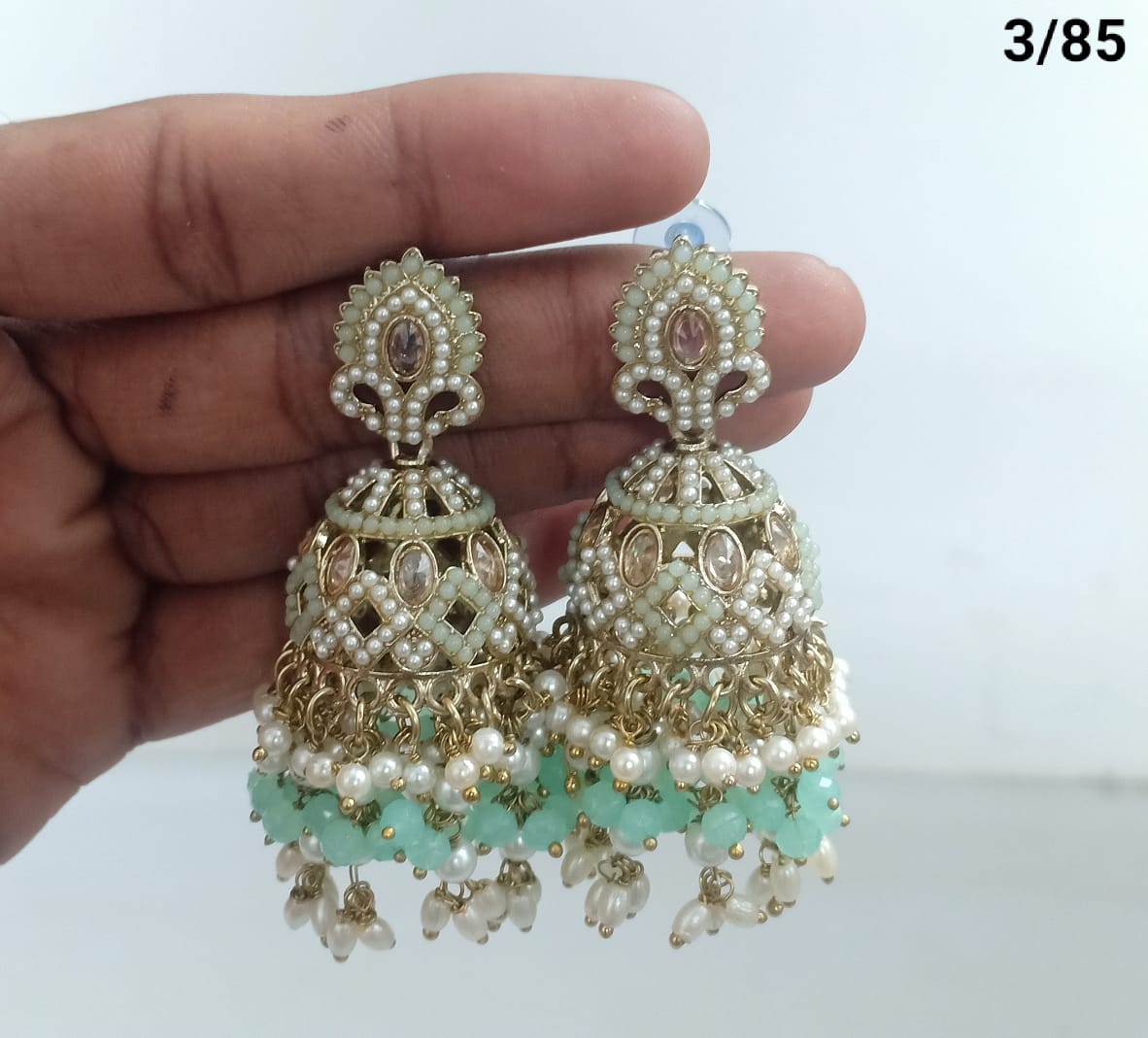 Ethnic Handcrafted Jhumka Earrings with Intricate Stone & Pearl Work – LucentEmarket