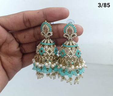 Ethnic Handcrafted Jhumka Earrings with Intricate Stone & Pearl Work – LucentEmarket