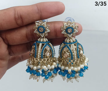 Lucent Handcrafted Kundan Pearl Jhumka Earrings – Statement Ethnic Drop Design