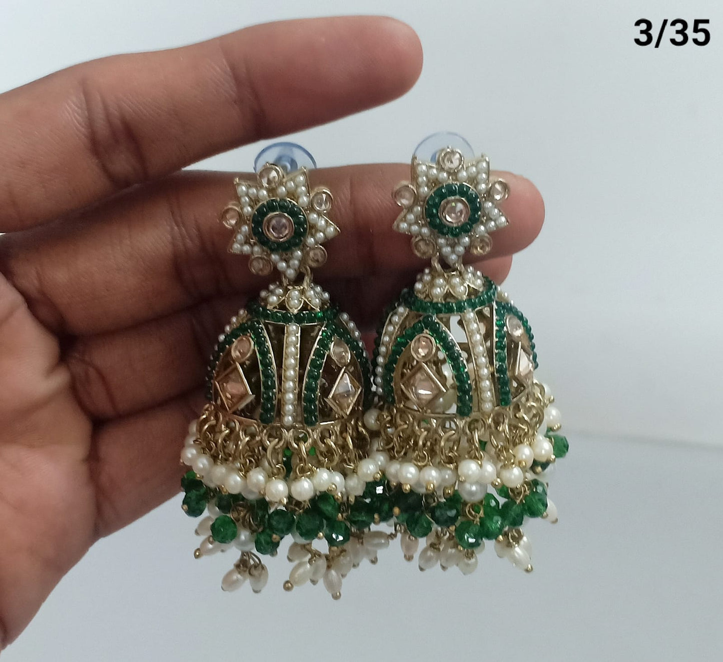 Lucent Handcrafted Kundan Pearl Jhumka Earrings – Statement Ethnic Drop Design
