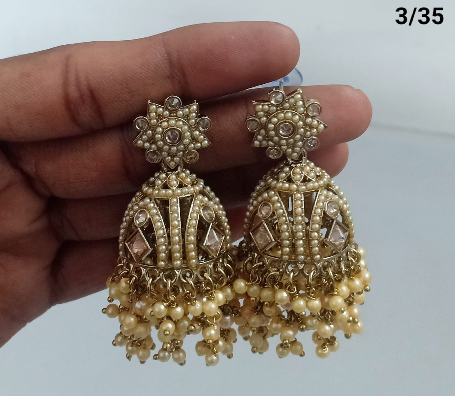 Lucent Handcrafted Kundan Pearl Jhumka Earrings – Statement Ethnic Drop Design