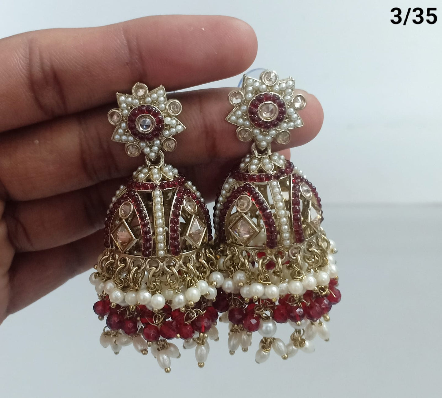 Lucent Handcrafted Kundan Pearl Jhumka Earrings – Statement Ethnic Drop Design