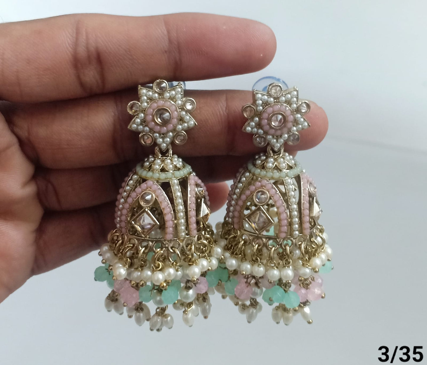 Lucent Handcrafted Kundan Pearl Jhumka Earrings – Statement Ethnic Drop Design