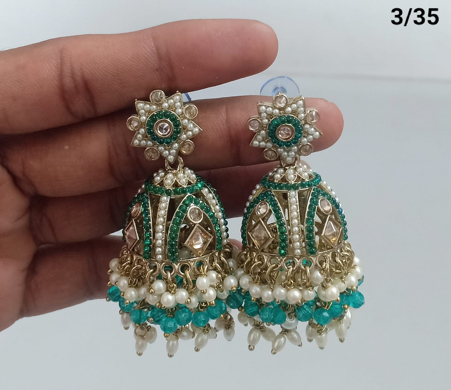 Lucent Handcrafted Kundan Pearl Jhumka Earrings – Statement Ethnic Drop Design