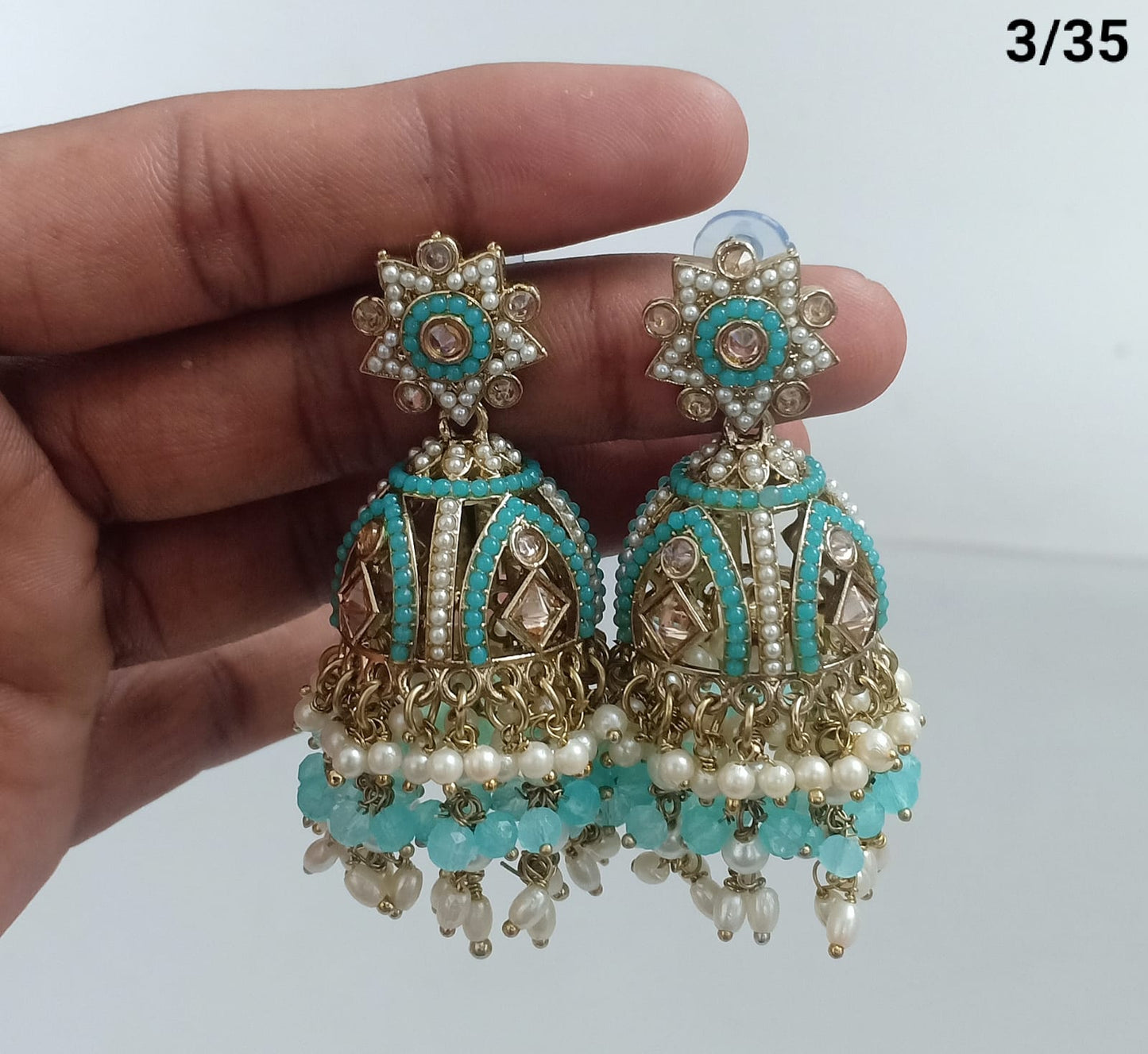 Lucent Handcrafted Kundan Pearl Jhumka Earrings – Statement Ethnic Drop Design