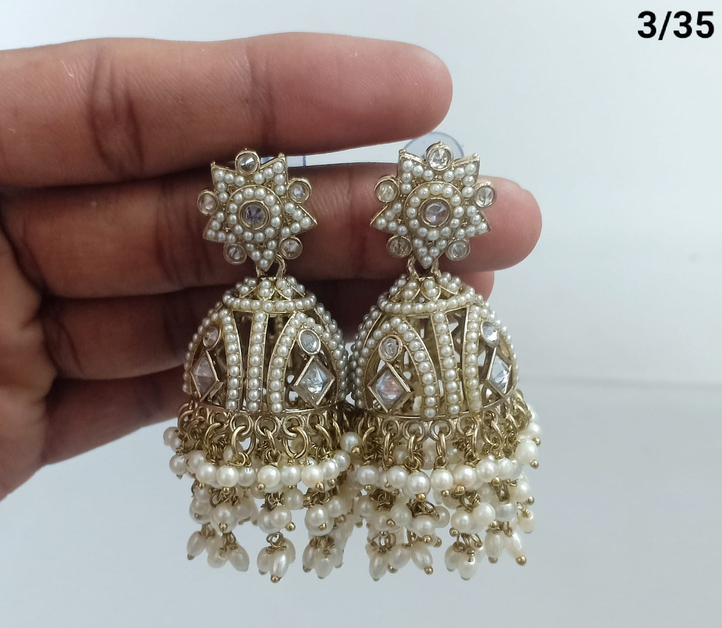 Lucent Handcrafted Kundan Pearl Jhumka Earrings – Statement Ethnic Drop Design