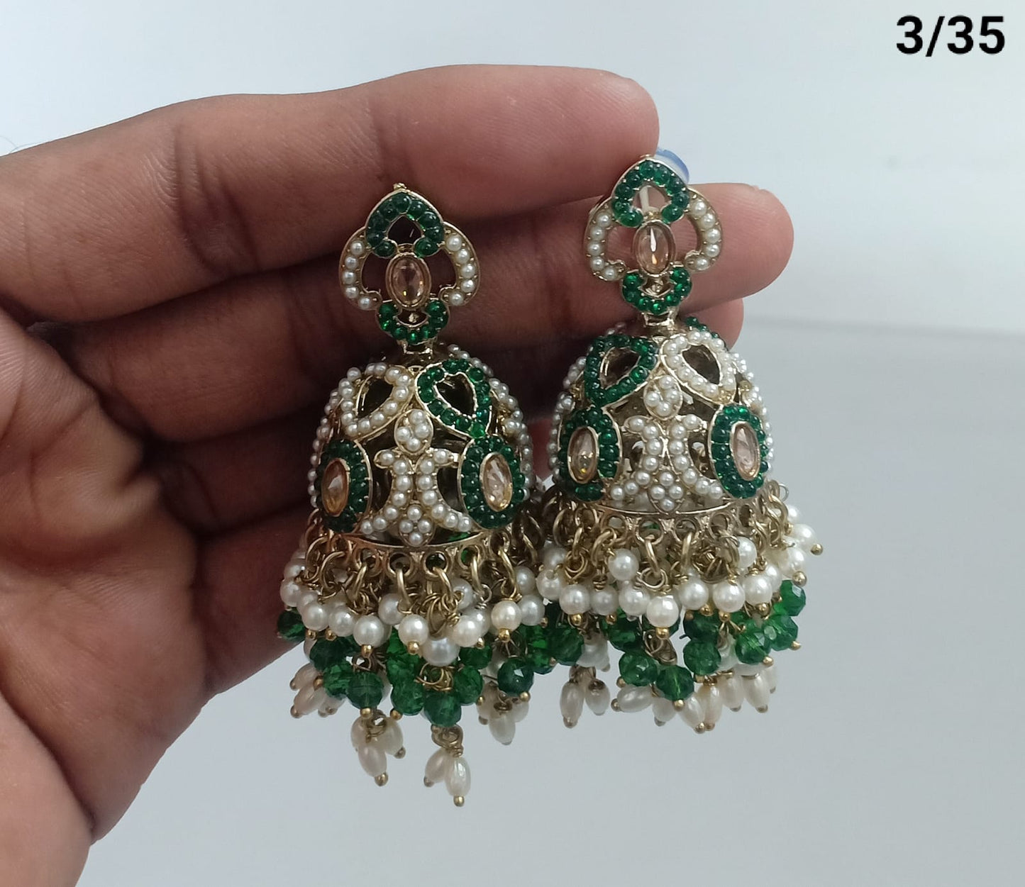 Pearl Cascade Antique Jhumkas – Ethnic Elegance by Lucentemarket