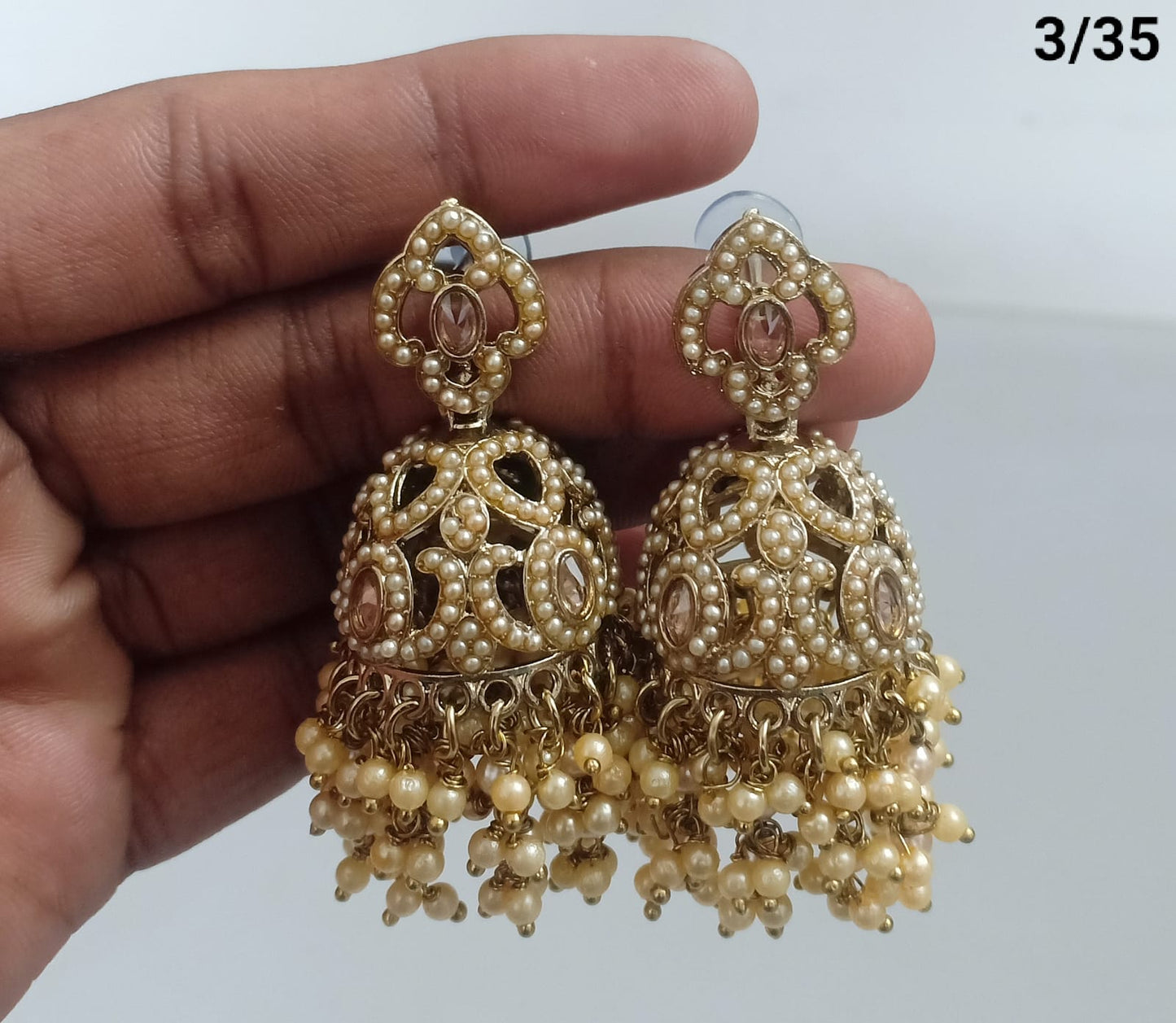 Pearl Cascade Antique Jhumkas – Ethnic Elegance by Lucentemarket