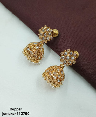 Elegant Traditional Jhumka Earrings with Stone Embellishments for Women