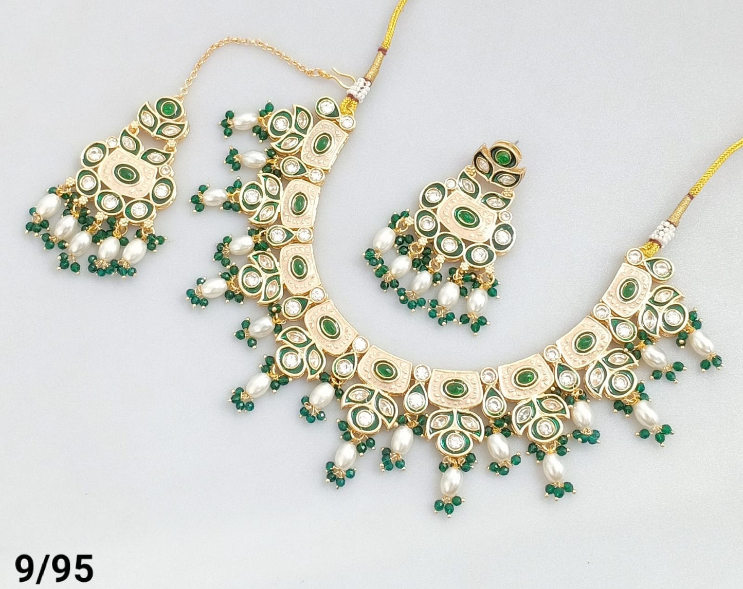 CZ Necklace Set with Earrings and Maang Tikka – Traditional Bridal Jewelry