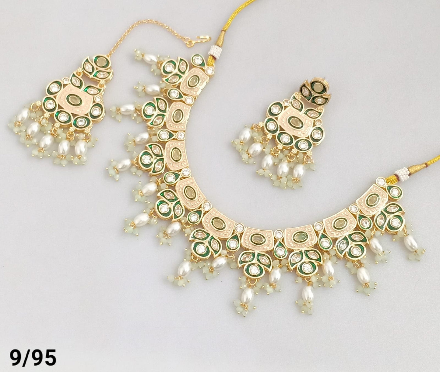 CZ Necklace Set with Earrings and Maang Tikka – Traditional Bridal Jewelry