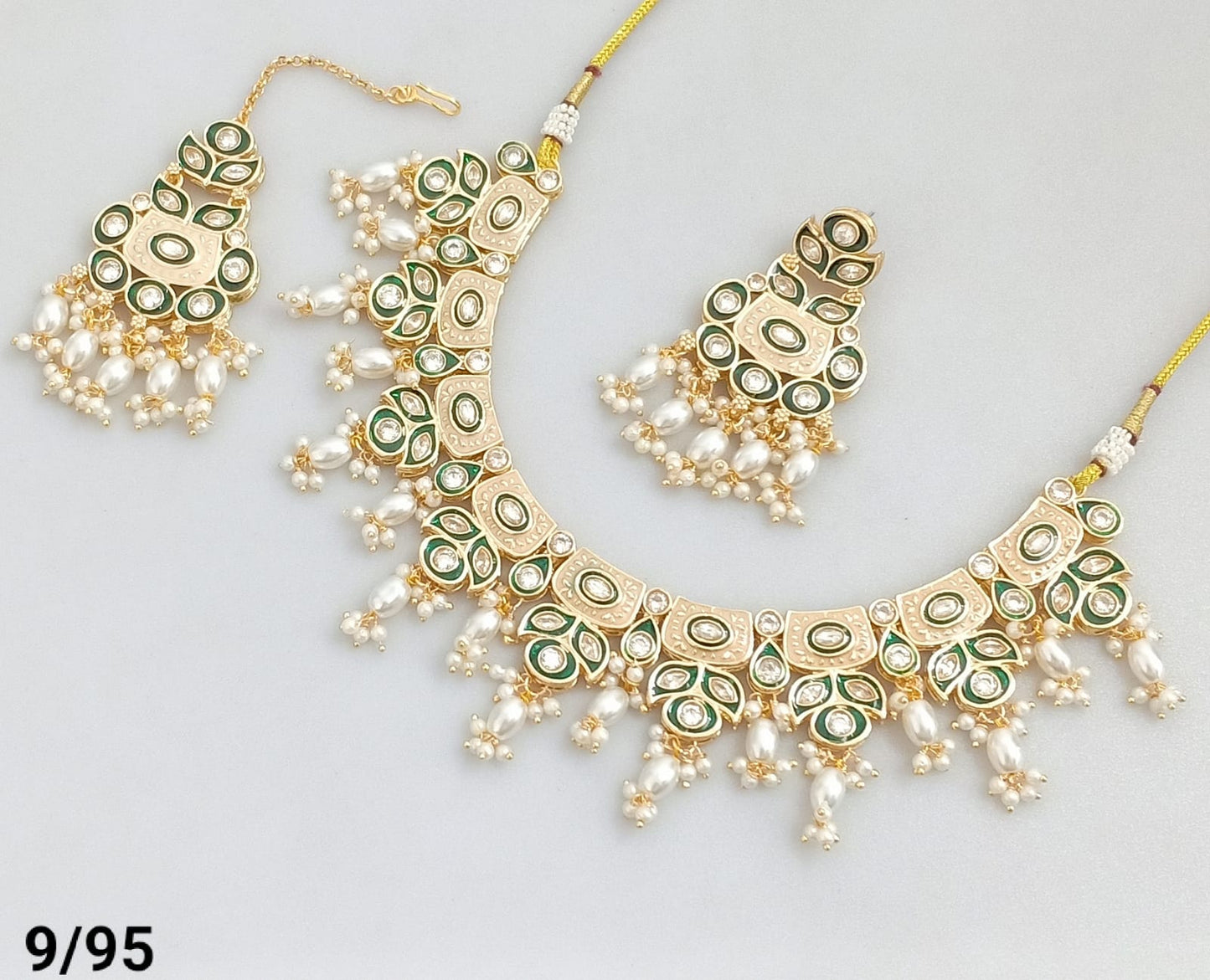 CZ Necklace Set with Earrings and Maang Tikka – Traditional Bridal Jewelry