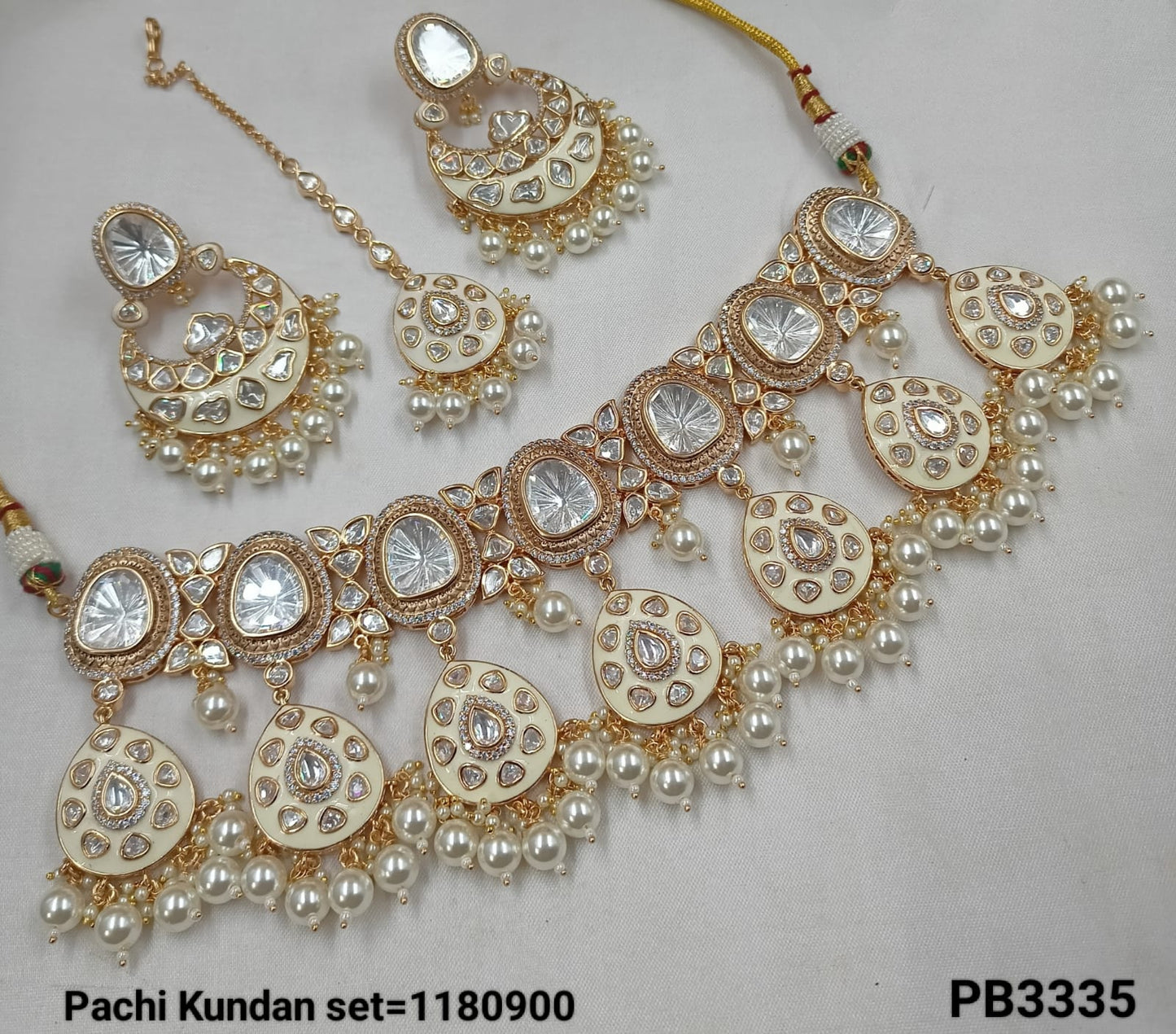 Elegant Pachi Kundan Bridal Jewelry Set with Earrings and Maang Tikka