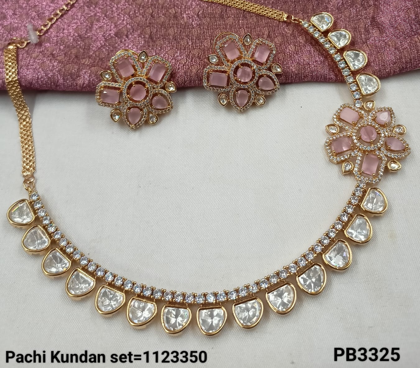 Traditional Gold Plated Pachi Kundan Necklace Set