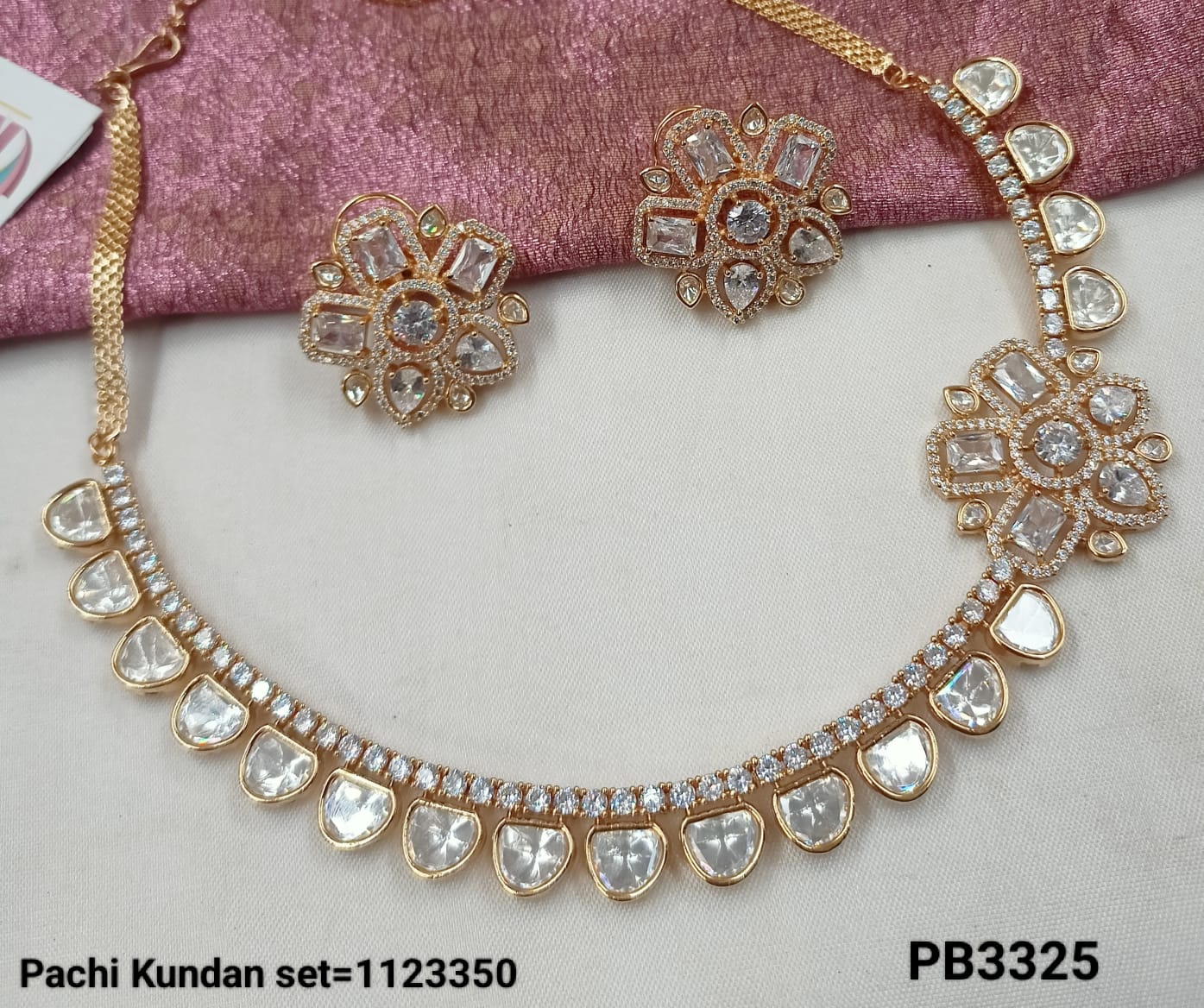 Traditional Gold Plated Pachi Kundan Necklace Set