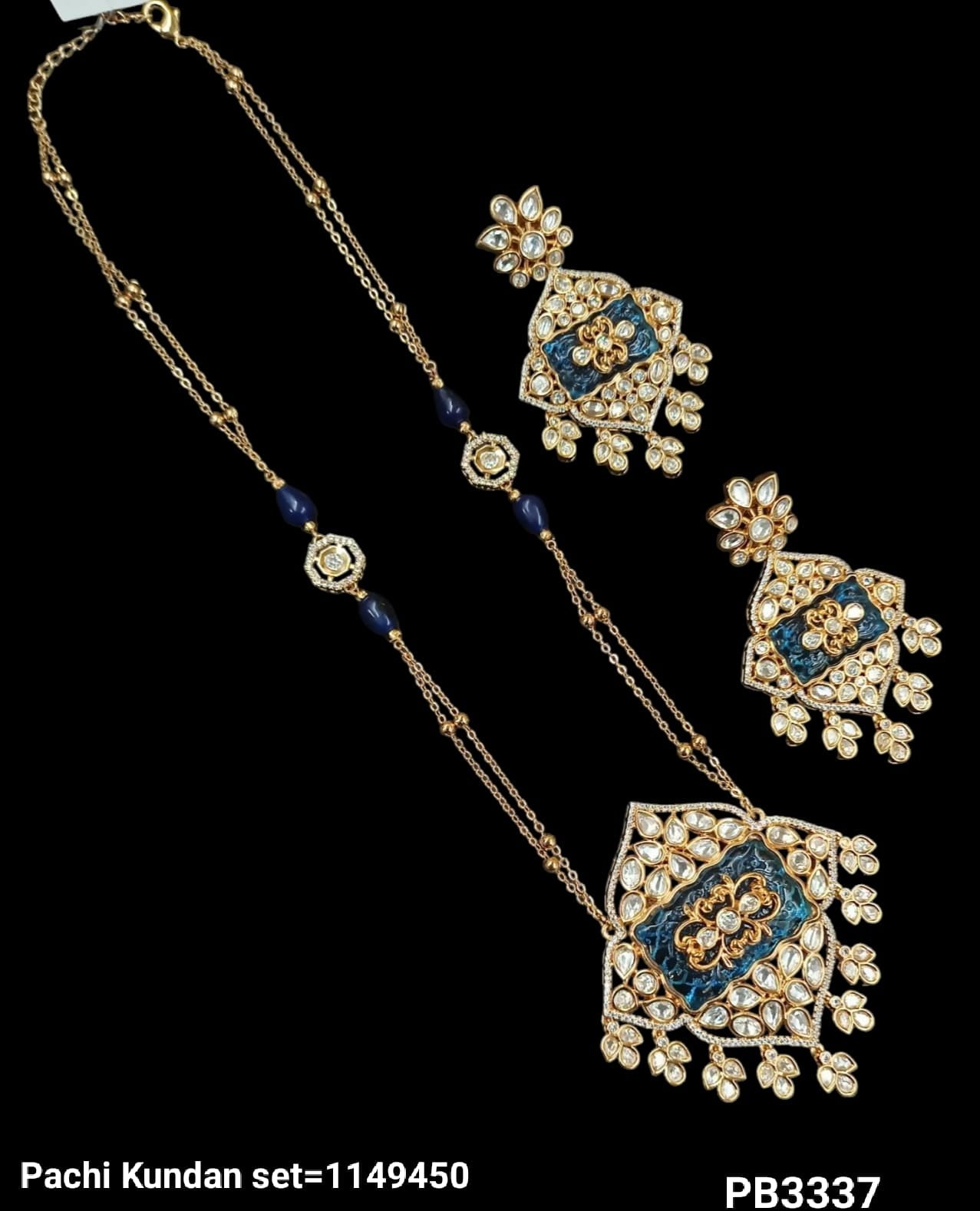 Elegant Pachi Kundan Necklace & Earring Set with Intricate Detailing