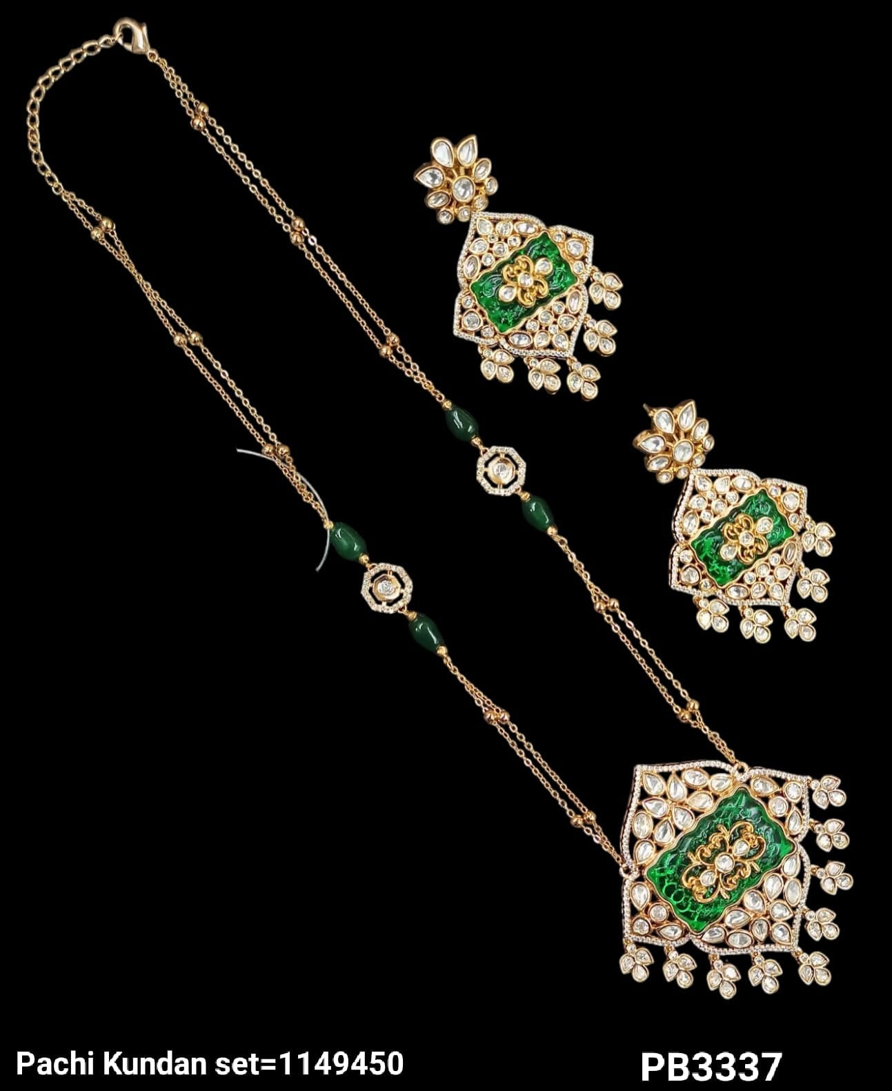 Elegant Pachi Kundan Necklace & Earring Set with Intricate Detailing