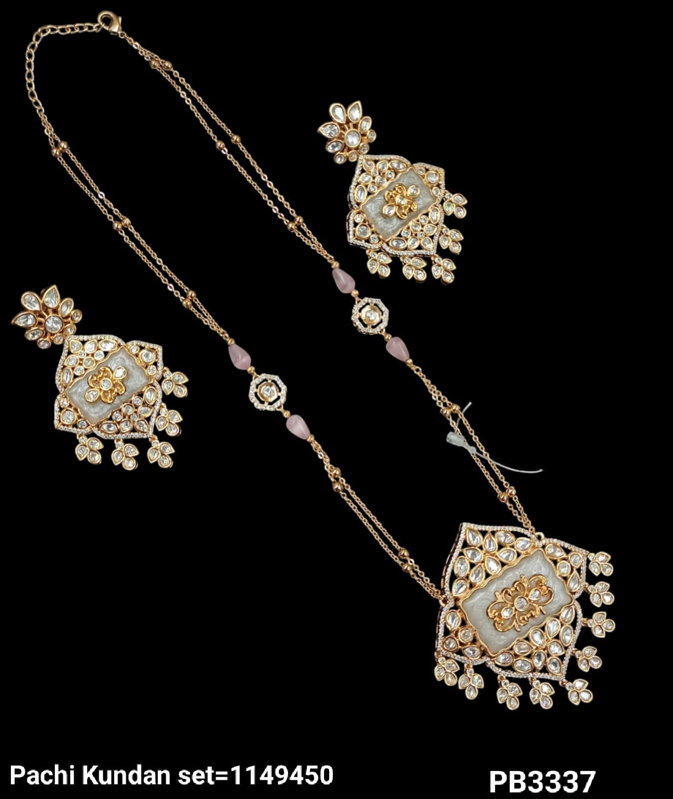 Elegant Pachi Kundan Necklace & Earring Set with Intricate Detailing