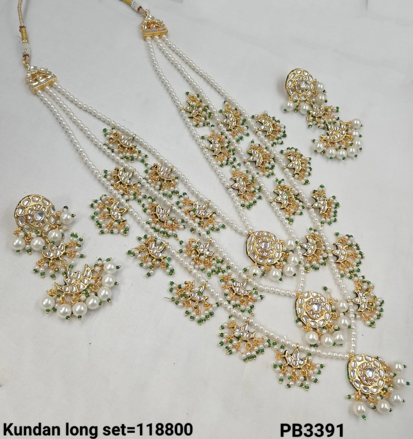 Gold Plated Motipearl Kundan Long Necklace Set