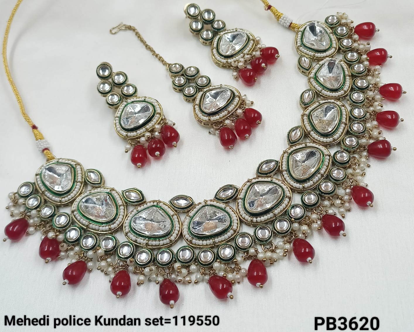 Antique Gold Plated Kundan Necklace Set