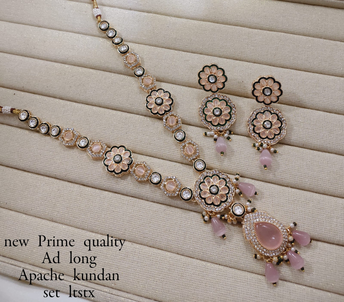 Elegant Prime Quality Long Kundan Necklace Set with Matching Earrings