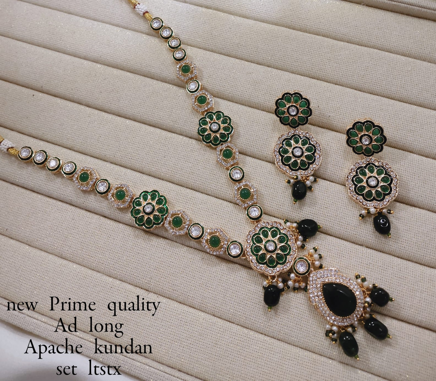 Elegant Prime Quality Long Kundan Necklace Set with Matching Earrings
