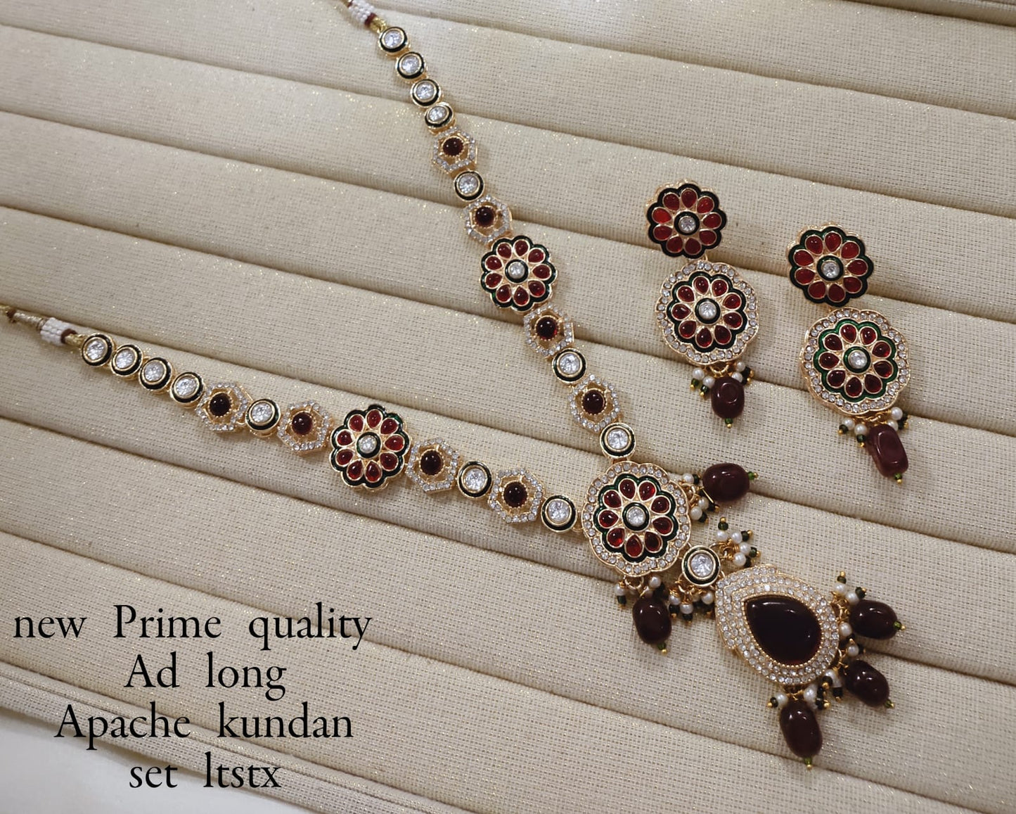 Elegant Prime Quality Long Kundan Necklace Set with Matching Earrings