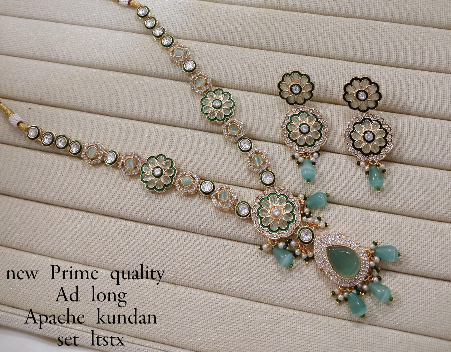 Elegant Prime Quality Long Kundan Necklace Set with Matching Earrings