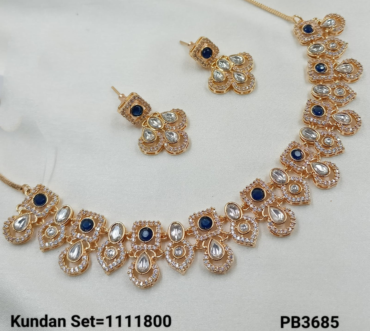 Rose Gold Plated Kundan Necklace Set