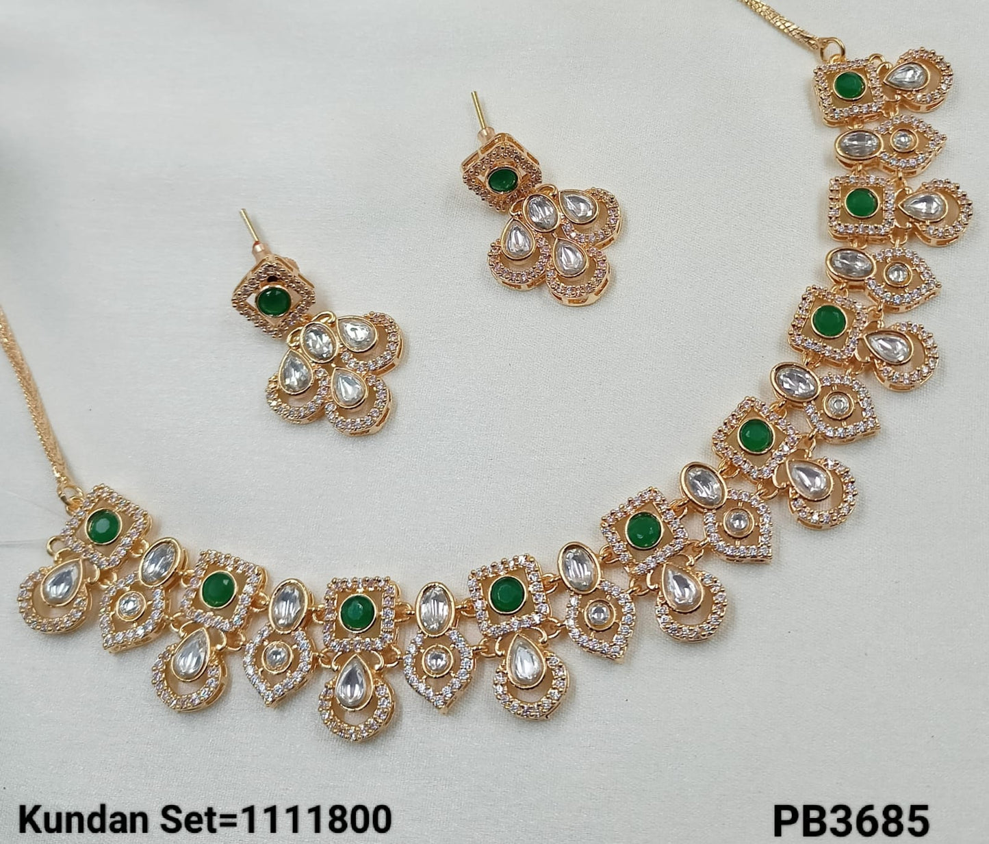 Rose Gold Plated Kundan Necklace Set