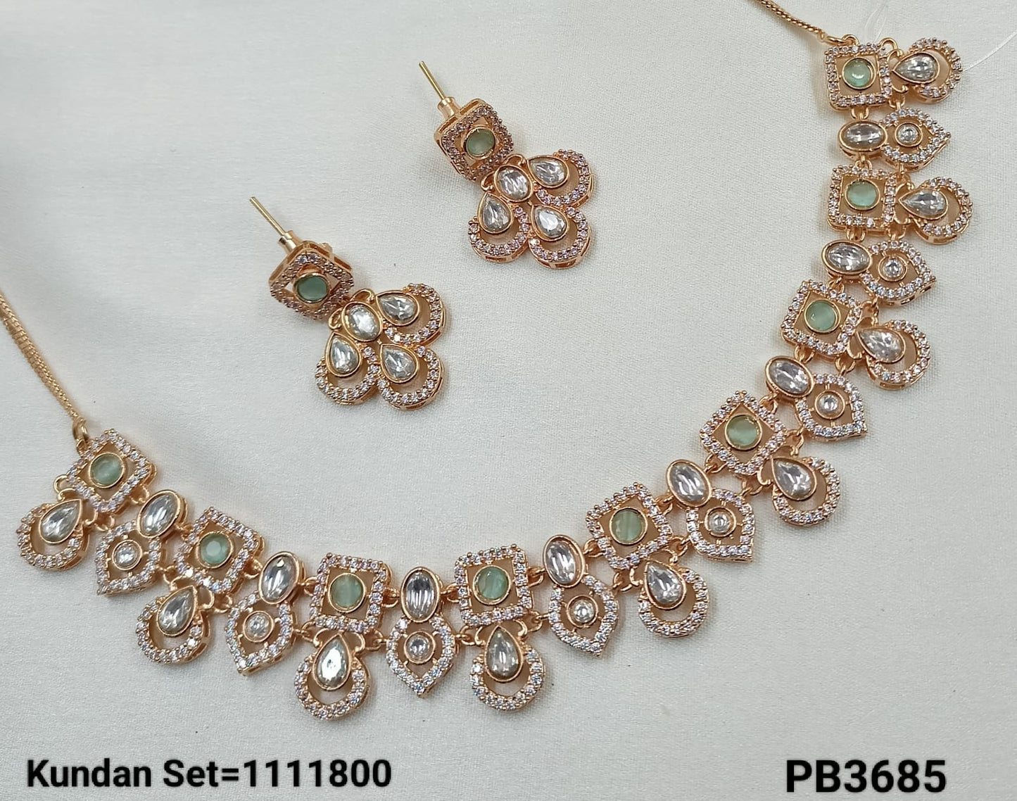 Rose Gold Plated Kundan Necklace Set