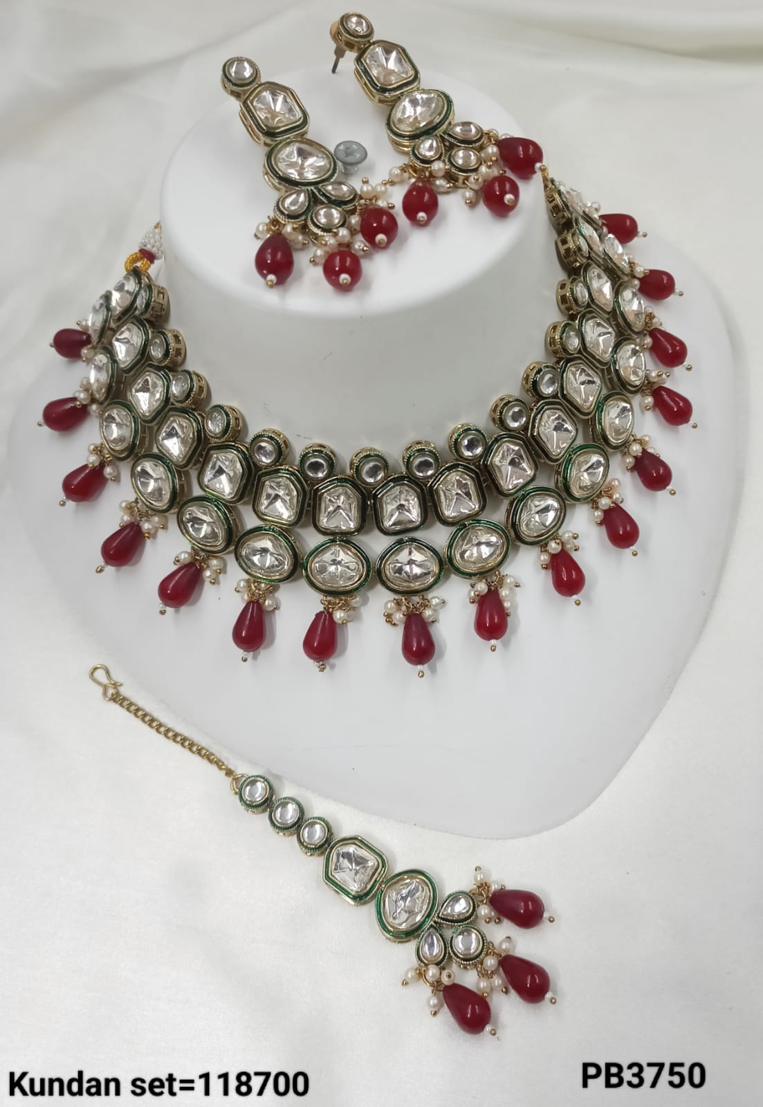 Antique Gold Plated Kundan Necklace Set