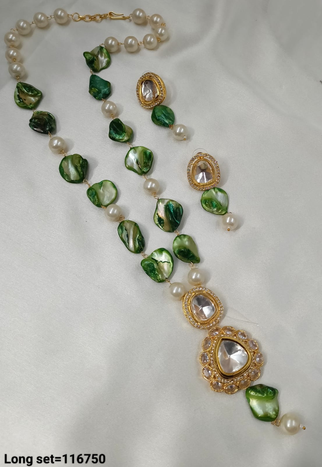 Gold Plated Long Kundan Necklace Set