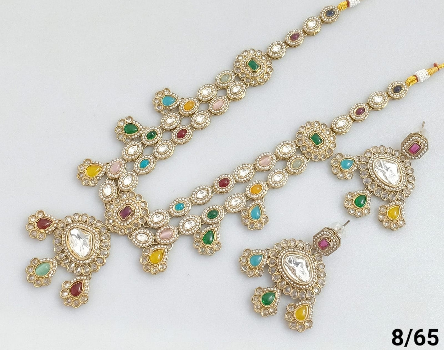 Antique Gold Plated Kundan Necklace Set